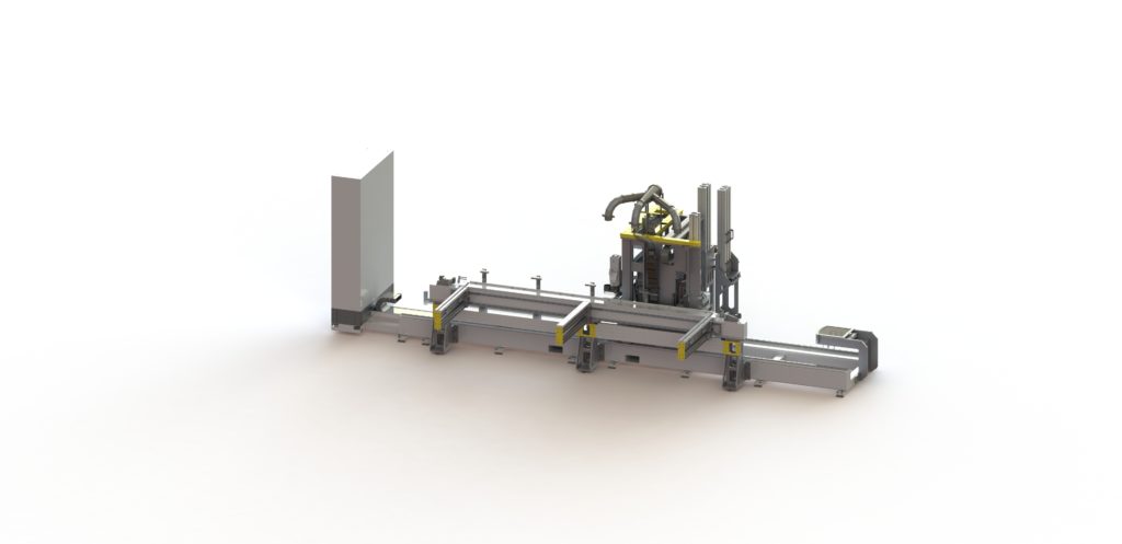 Pour entaillage sur pièces ou cadres, 1 à 4 groupes d'usinage 3 ou 4 axes.