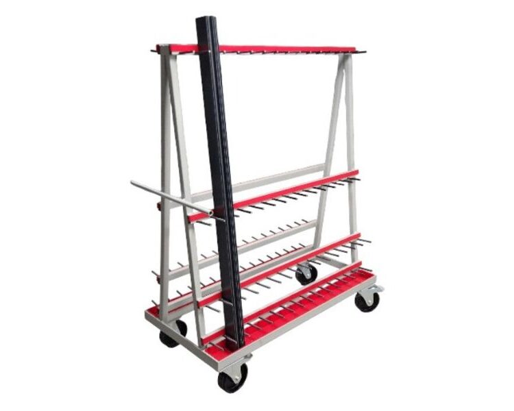 Chariot de stockage de profilés et parcloses pour menuiserie industrielle – RU‑PW2SG
