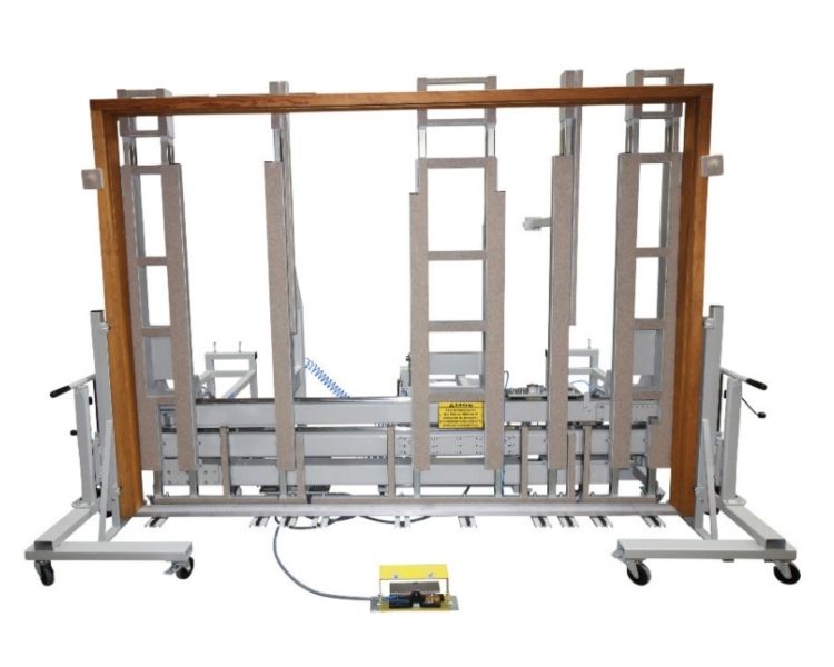 Extendable tilting table with large sliding legs, mobile support legs, transportable with RU MK HS and RSG Tilting and extendable table for large sliding doors with mobile transport supports - RU-MK-HS with RSG